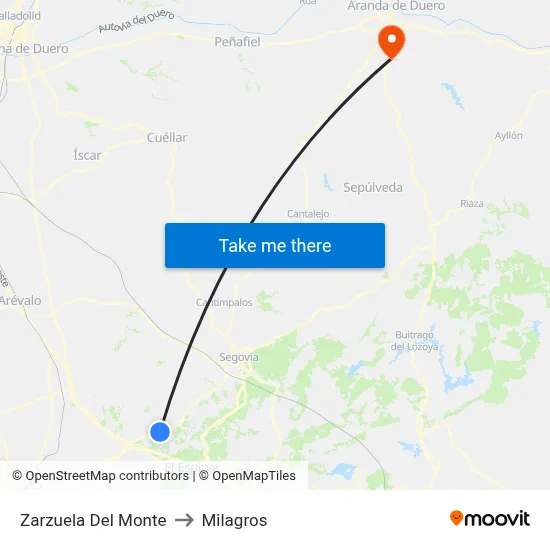 Zarzuela Del Monte to Milagros map