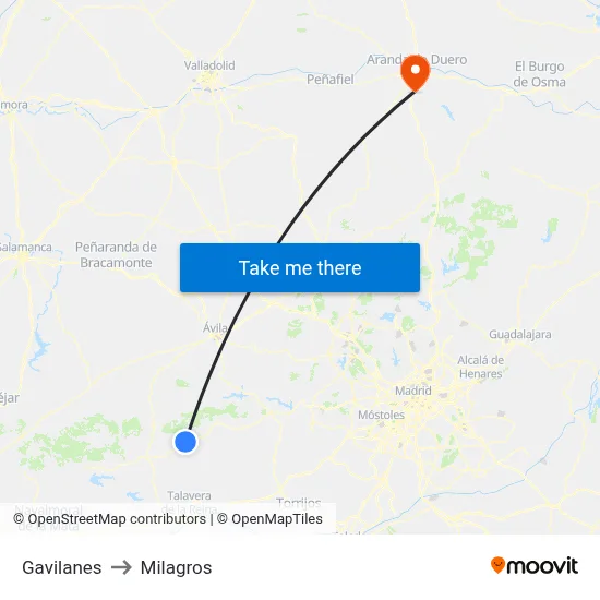Gavilanes to Milagros map