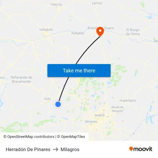 Herradón De Pinares to Milagros map