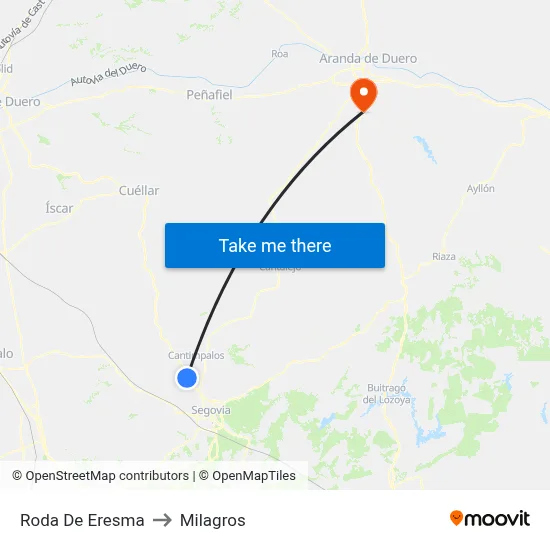 Roda De Eresma to Milagros map
