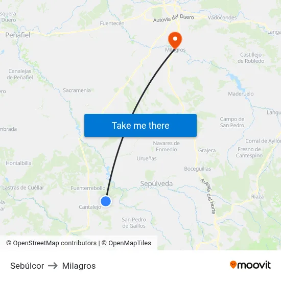 Sebúlcor to Milagros map