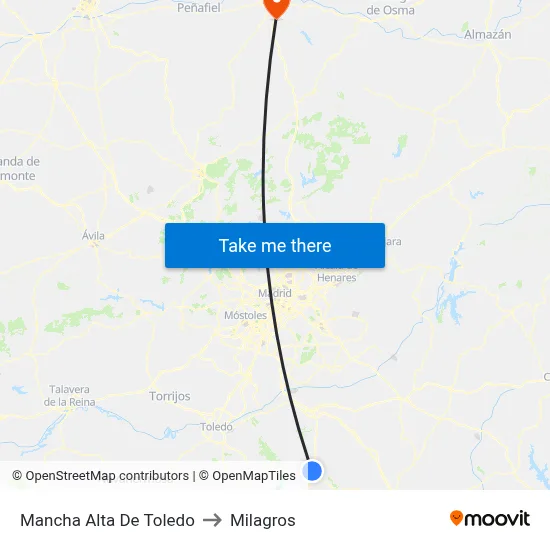 Mancha Alta De Toledo to Milagros map