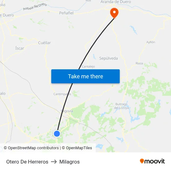 Otero De Herreros to Milagros map