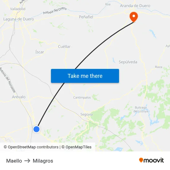 Maello to Milagros map