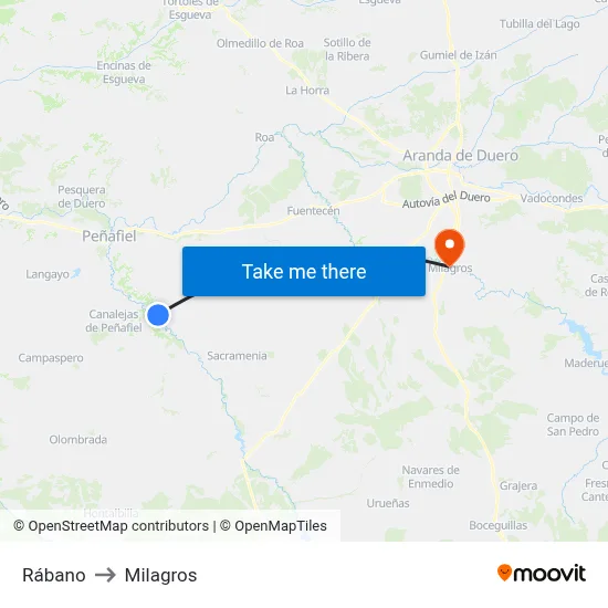 Rábano to Milagros map