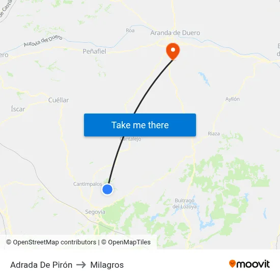 Adrada De Pirón to Milagros map
