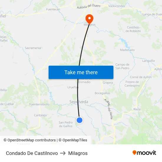 Condado De Castilnovo to Milagros map