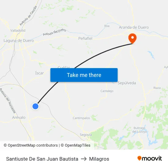 Santiuste De San Juan Bautista to Milagros map