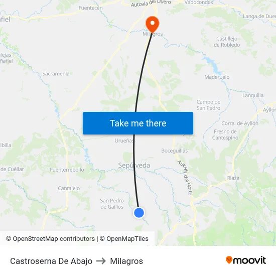Castroserna De Abajo to Milagros map