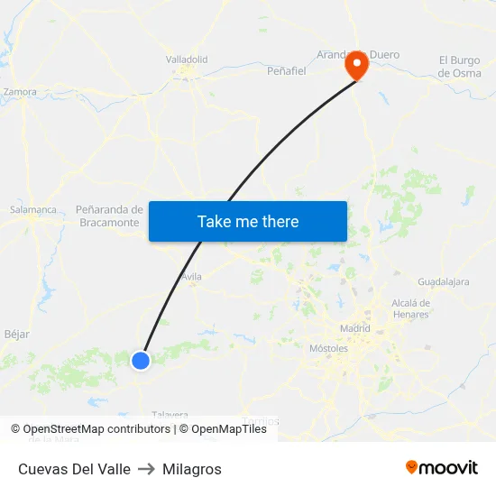Cuevas Del Valle to Milagros map