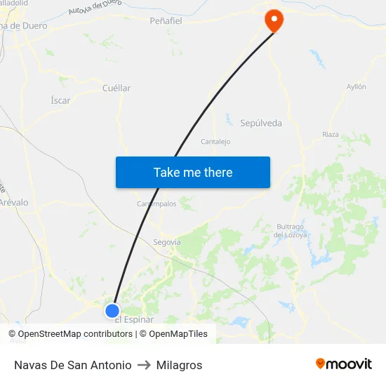 Navas De San Antonio to Milagros map