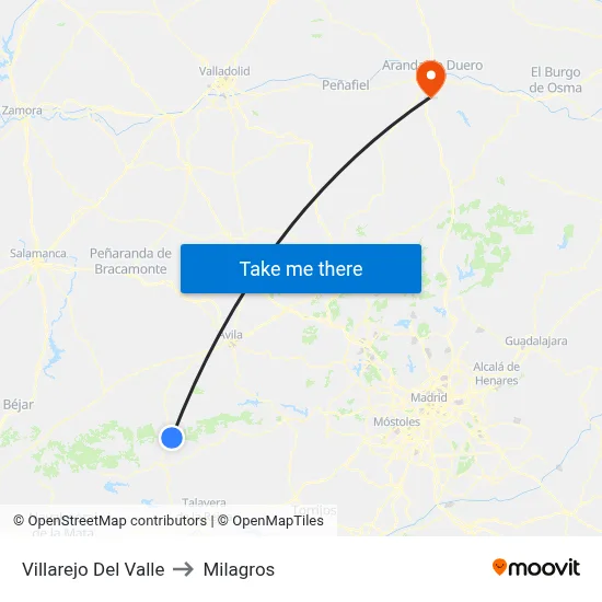 Villarejo Del Valle to Milagros map