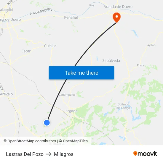Lastras Del Pozo to Milagros map