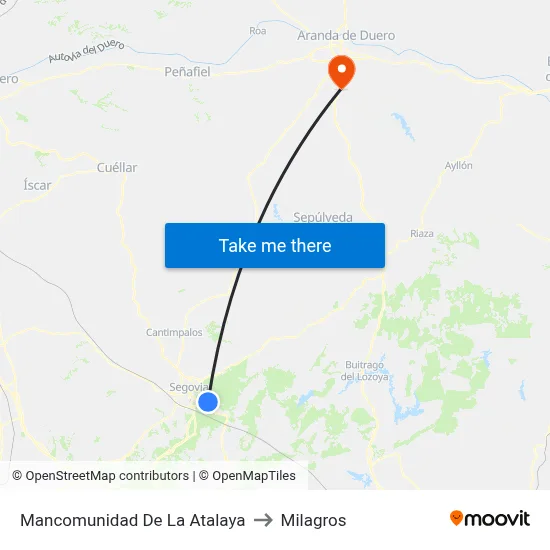 Mancomunidad De La Atalaya to Milagros map
