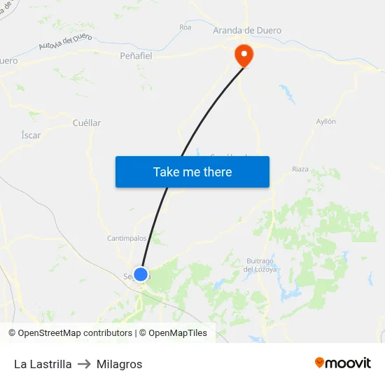 La Lastrilla to Milagros map