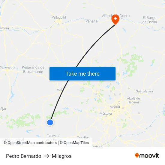 Pedro Bernardo to Milagros map
