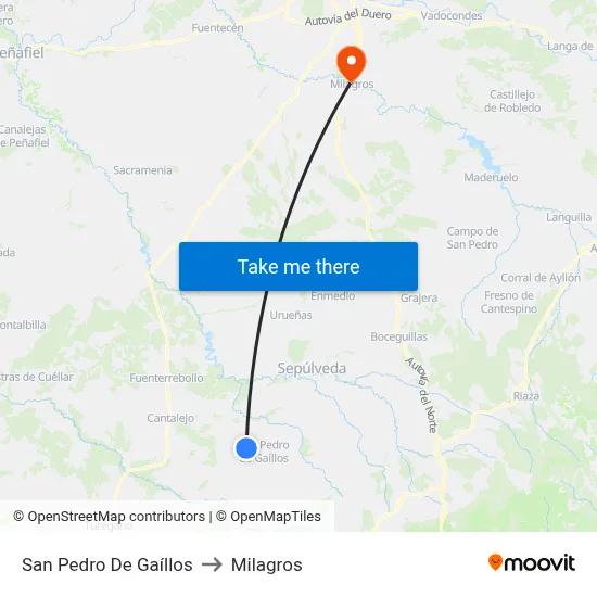 San Pedro De Gaíllos to Milagros map