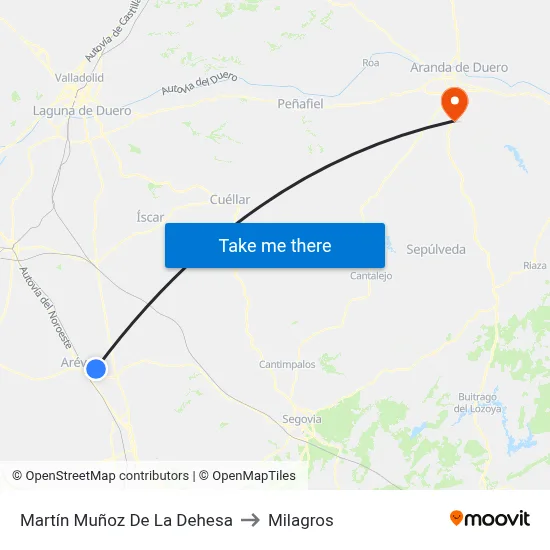 Martín Muñoz De La Dehesa to Milagros map