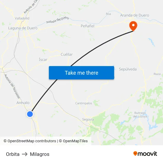 Orbita to Milagros map
