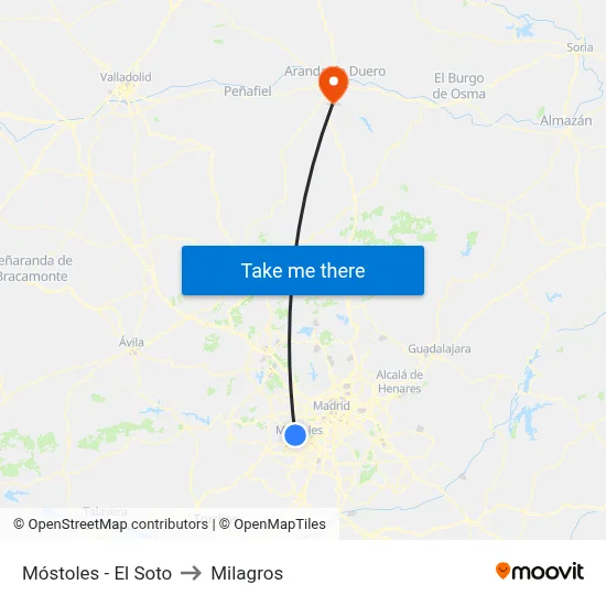 Móstoles - El Soto to Milagros map