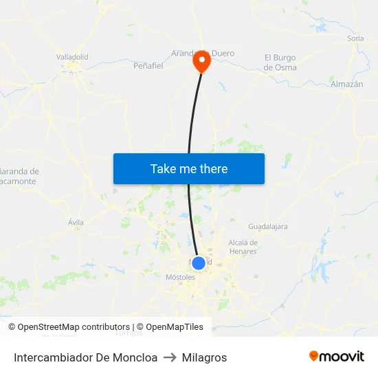 Intercambiador De Moncloa to Milagros map