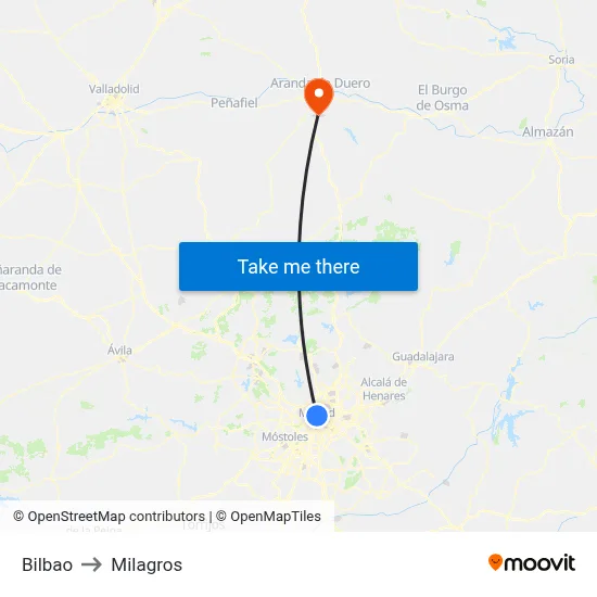 Bilbao to Milagros map