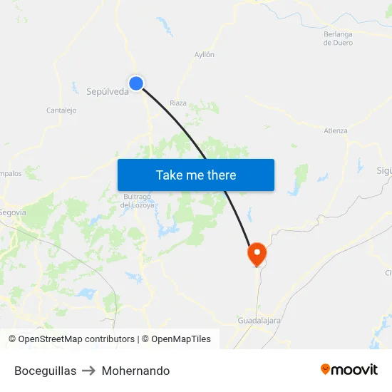 Boceguillas to Mohernando map