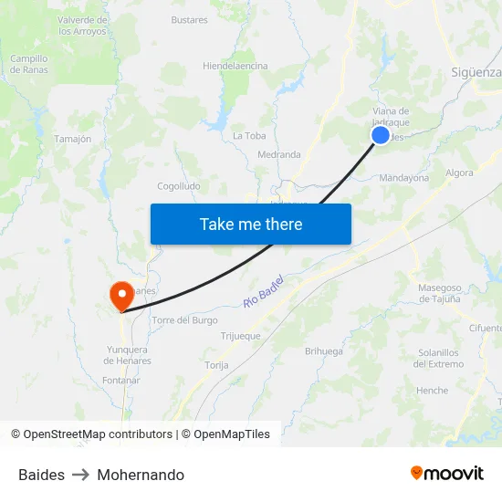 Baides to Mohernando map
