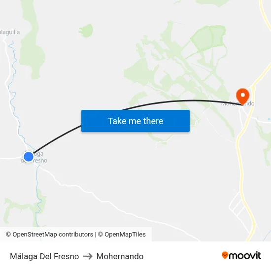 Málaga Del Fresno to Mohernando map