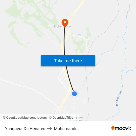 Yunquera De Henares to Mohernando map