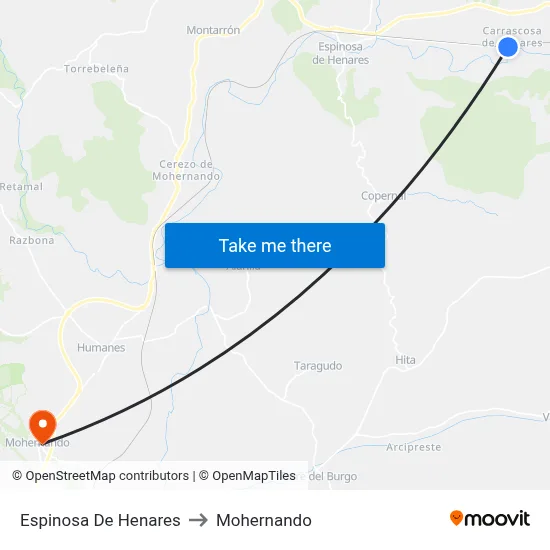 Espinosa De Henares to Mohernando map