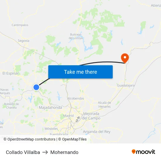 Collado Villalba to Mohernando map
