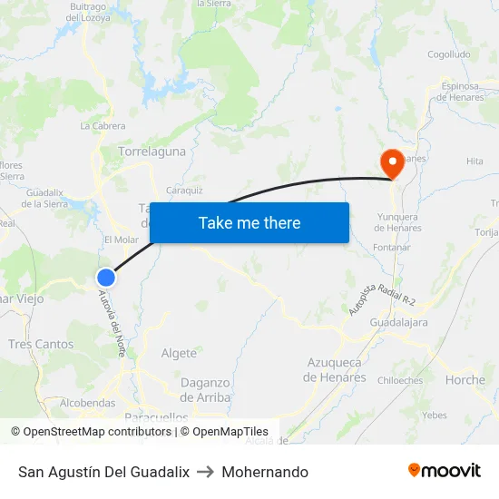 San Agustín Del Guadalix to Mohernando map