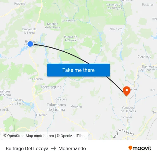 Buitrago Del Lozoya to Mohernando map