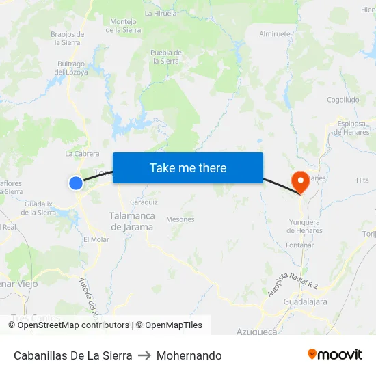 Cabanillas De La Sierra to Mohernando map