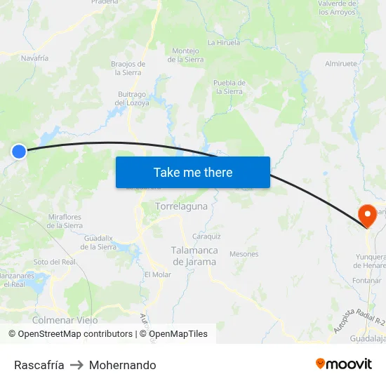Rascafría to Mohernando map