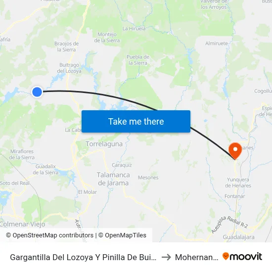 Gargantilla Del Lozoya Y Pinilla De Buitrago to Mohernando map