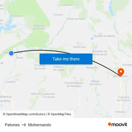 Patones to Mohernando map