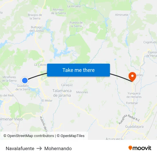 Navalafuente to Mohernando map