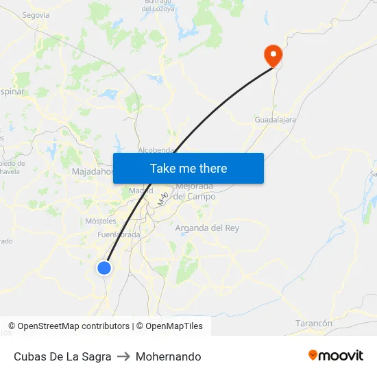 Cubas De La Sagra to Mohernando map