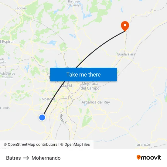 Batres to Mohernando map