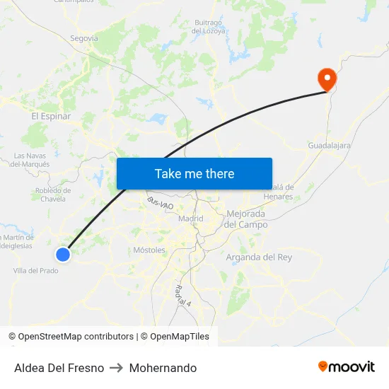 Aldea Del Fresno to Mohernando map