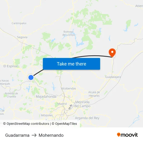 Guadarrama to Mohernando map