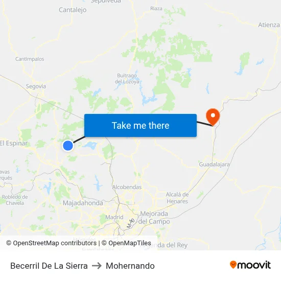Becerril De La Sierra to Mohernando map