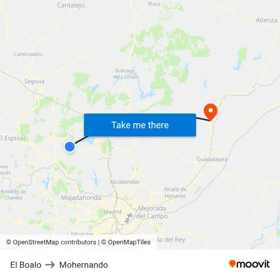 El Boalo to Mohernando map