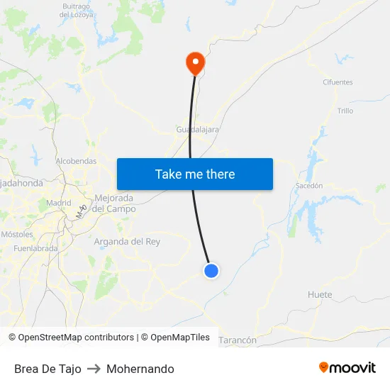 Brea De Tajo to Mohernando map