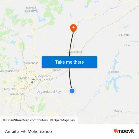 Ambite to Mohernando map