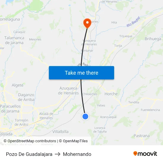 Pozo De Guadalajara to Mohernando map