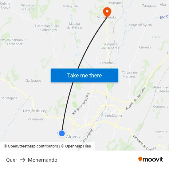 Quer to Mohernando map