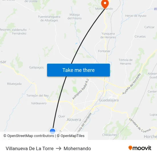 Villanueva De La Torre to Mohernando map